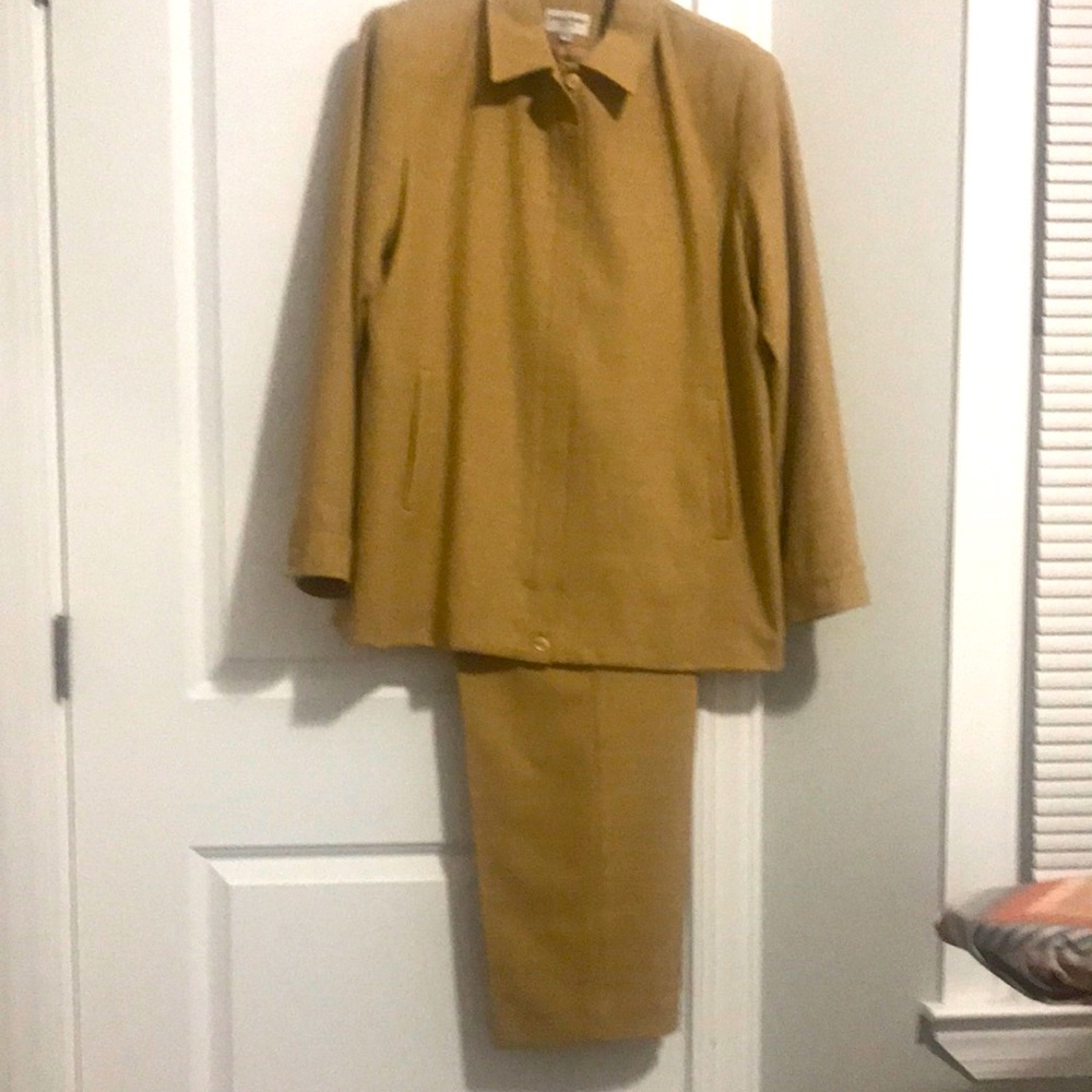 J’ENVIE SPORT pants suit linen like vintage zipper jacket, pants w/side elastic